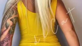 MandiCat Nude Strip Yellow Lingerie Video Leaked